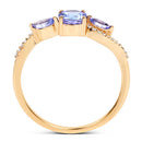 0.70 Carat Genuine Tanzanite and White Diamond 14K Yellow Gold Ring