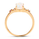 0.57 Carat Genuine Opal Ethiopian, Pink Tourmaline & White Diamond 14K Yellow Gold Ring