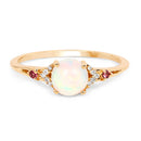 0.57 Carat Genuine Opal Ethiopian, Pink Tourmaline & White Diamond 14K Yellow Gold Ring