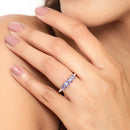 0.76 Carat Genuine Tanzanite and White Diamond 14K Yellow Gold Ring