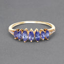0.76 Carat Genuine Tanzanite and White Diamond 14K Yellow Gold Ring
