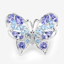 3.60 Carat Genuine Tanzanite and Swiss Blue Topaz .925 Sterling Silver Ring