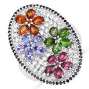 5.01 Carat Genuine Multi Stones .925 Sterling Silver Ring