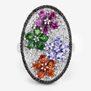 5.01 Carat Genuine Multi Stones .925 Sterling Silver Ring