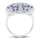 2.00 Carat Genuine Tanzanite and White Zircon .925 Sterling Silver Ring