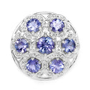2.00 Carat Genuine Tanzanite and White Zircon .925 Sterling Silver Ring