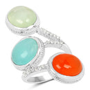 9.50 Carat Genuine Multi Stone .925 Sterling Silver Ring