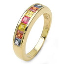 14K Yellow Gold Plated 1.26 Carat Genuine Multi Sapphire .925 Sterling Silver Ring