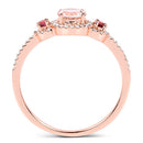0.63 Carat Genuine Morganite, Pink Tourmaline and White Diamond 14K Rose Gold Ring