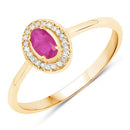 0.33 Carat Genuine Ruby and White Diamond 14K Yellow Gold Ring