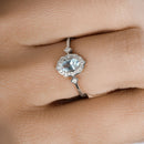 0.48 Carat Genuine Aquamarine and White Diamond 14K White Gold Ring