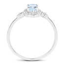 0.48 Carat Genuine Aquamarine and White Diamond 14K White Gold Ring