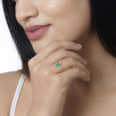 0.67 Carat Genuine Zambian Emerald and White Diamond 14K White Gold Ring