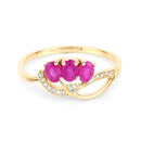 0.71 Carat Genuine Ruby and White Diamond 14K Yellow Gold Ring
