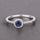 0.38 Carat Genuine Blue Sapphire and White Diamond 14K White Gold Ring