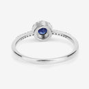 0.38 Carat Genuine Blue Sapphire and White Diamond 14K White Gold Ring