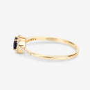 0.38 Carat Genuine Blue Sapphire and White Diamond 14K Yellow Gold Ring