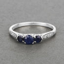 0.56 Carat Genuine Blue Sapphire and White Diamond 14K White Gold Ring
