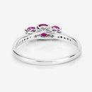 0.61 Carat Genuine Ruby and White Diamond 14K White Gold Ring