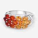 1.56 Carat Genuine Fire Opal .925 Sterling Silver Ring