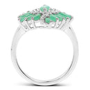 1.63 Carat Genuine Emerald and White Zircon .925 Sterling Silver Ring