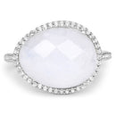7.33 Carat Genuine White Rainbow Moonstone And White Topaz .925 Sterling Silver Ring
