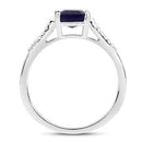 3.07 Carat Glass Filled Sapphire and White Zircon .925 Sterling Silver Ring