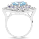 4.24 Carat Genuine Blue Topaz and Tanzanite .925 Sterling Silver Ring
