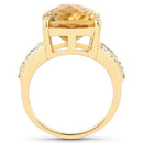 8.44 Carat Genuine Citrine and White Topaz .925 Sterling Silver Ring