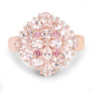 "2.36 Carat Genuine Morganite, Pink Tourmaline and White Diamond .925 Sterling Silver Ring