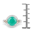 3.51 Carat Genuine Emerald, Champagne Diamond and White Diamond .925 Sterling Silver Ring