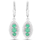 3.52 Carat Genuine Zambian Emerald and White Topaz .925 Sterling Silver 3 Piece Jewelry Set (Ring, Earrings, and Pendant w/ Chain)
