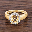 0.22 Carat Genuine White Diamond 14K Yellow Gold Semi Mount Ring - holds 9x7mm Oval Gemstone