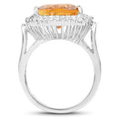 8.56 Carat Genuine Citrine and White Topaz .925 Sterling Silver Ring
