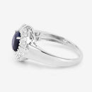 1.71 Carat Genuine Blue Sapphire and White Diamond 10K White Gold Ring