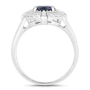 1.71 Carat Genuine Blue Sapphire and White Diamond 10K White Gold Ring