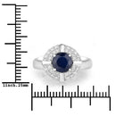 1.71 Carat Genuine Blue Sapphire and White Diamond 10K White Gold Ring