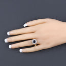 1.71 Carat Genuine Blue Sapphire and White Diamond 10K Yellow Gold Ring