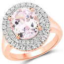 5.48 Carat Genuine Kunzite and White Topaz .925 Sterling Silver Ring