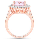 5.56 Carat Genuine Kunzite and White Topaz .925 Sterling Silver Ring