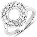0.48 Carat Genuine White Diamond 14K White Gold Semi Mount Ring - holds 8.00mm Round Gemstone