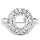 0.48 Carat Genuine White Diamond 14K White Gold Semi Mount Ring - holds 8.00mm Round Gemstone
