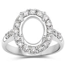 0.60 Carat Genuine White Diamond 14K White Gold Semi Mount Ring - holds 10x8mm Oval Gemstone
