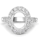 0.60 Carat Genuine White Diamond 14K White Gold Semi Mount Ring - holds 10x8mm Oval Gemstone