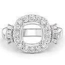 0.73 Carat Genuine White Diamond 14K White Gold Semi Mount Ring - holds 8x8mm Cushion Gemstone