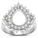 0.89 Carat Genuine White Diamond 14K White Gold Semi Mount Ring - holds 11x9mm Pear Gemstone