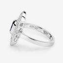 1.32 Carat Genuine London Blue Topaz and White Topaz .925 Sterling Silver Ring