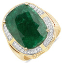 14K Yellow Gold Plated 10.51 Carat Dyed Emerald and White Topaz .925 Sterling Silver Ring