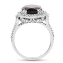 5.80 Carat Genuine Smoky Quartz & White Topaz .925 Sterling Silver Ring