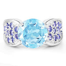 4.77 Carat Genuine Blue Topaz and Tanzanite .925 Sterling Silver Ring